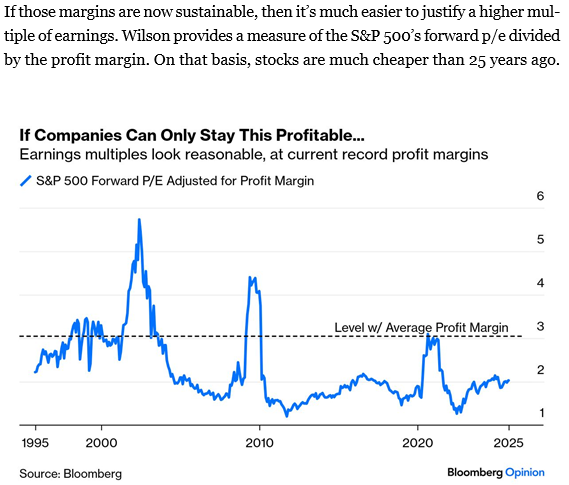 Bloomberg opinion forward P/E divided by profit margin